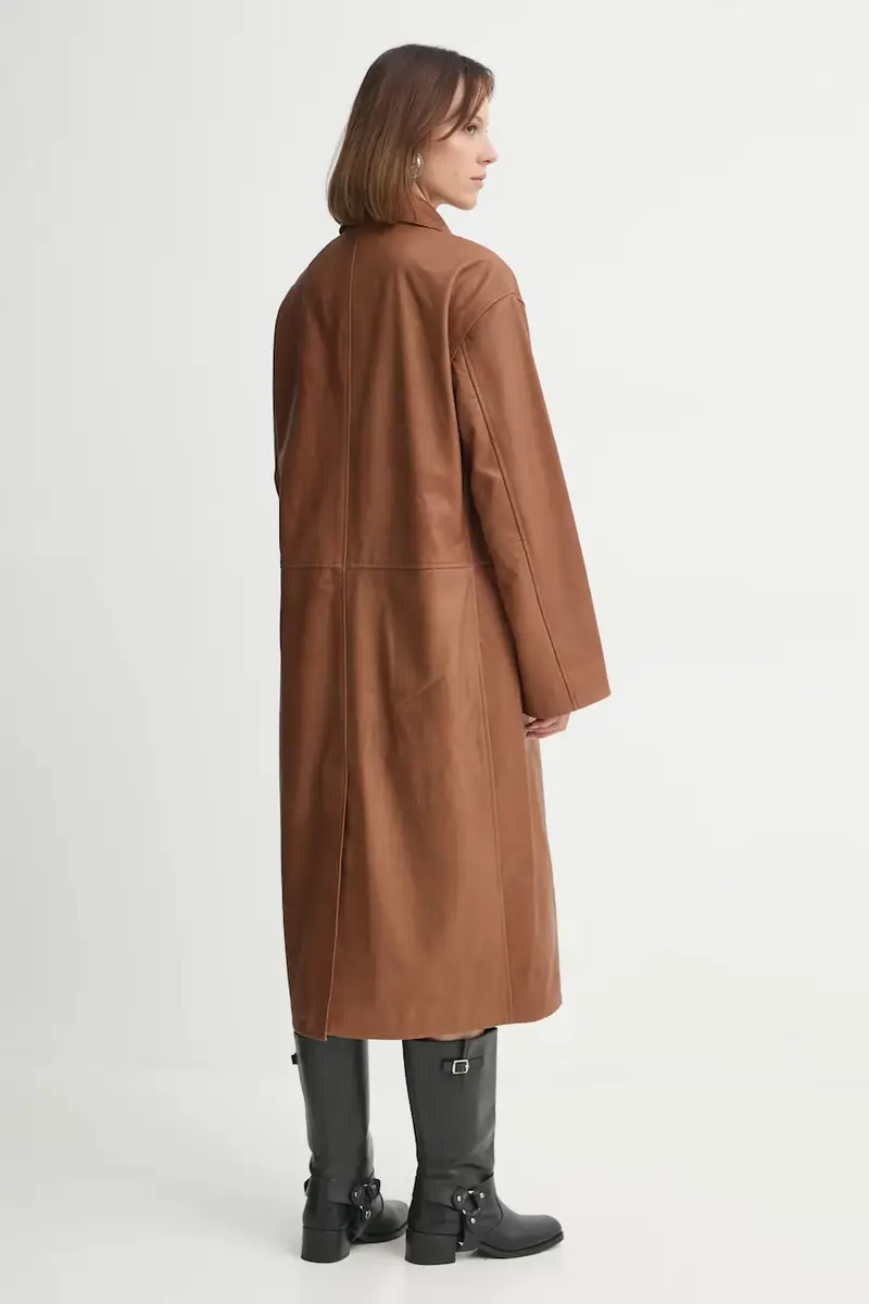 cappotto in pelle Halston donna colore marrone 5470175 miniatura 3