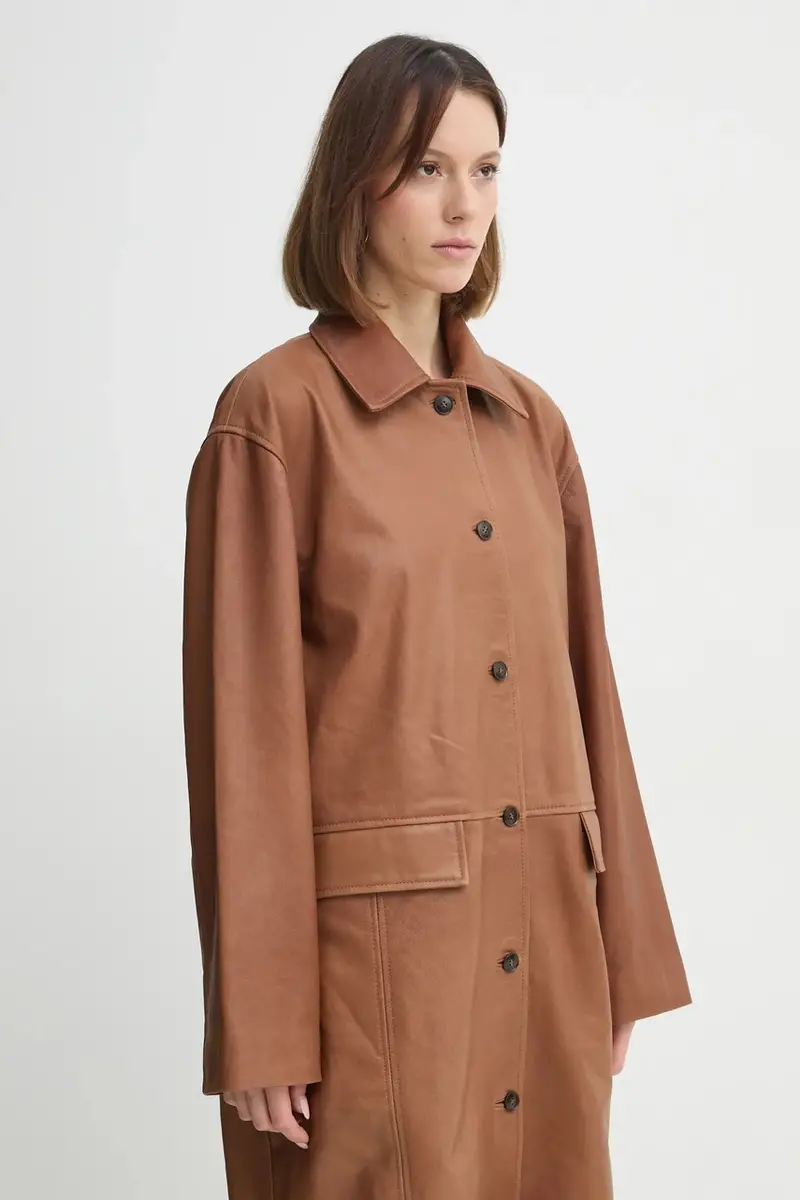 cappotto in pelle Halston donna colore marrone 5470175 miniatura 5