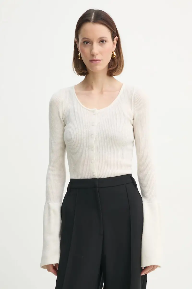 cardigan in lana Liw colore beige 5434825