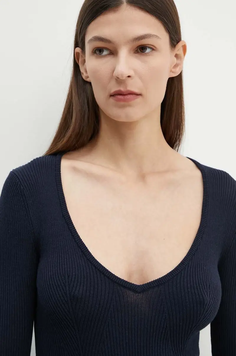 maglione con aggiunta di seta Nova colore blu navy 5266106 miniatura 4