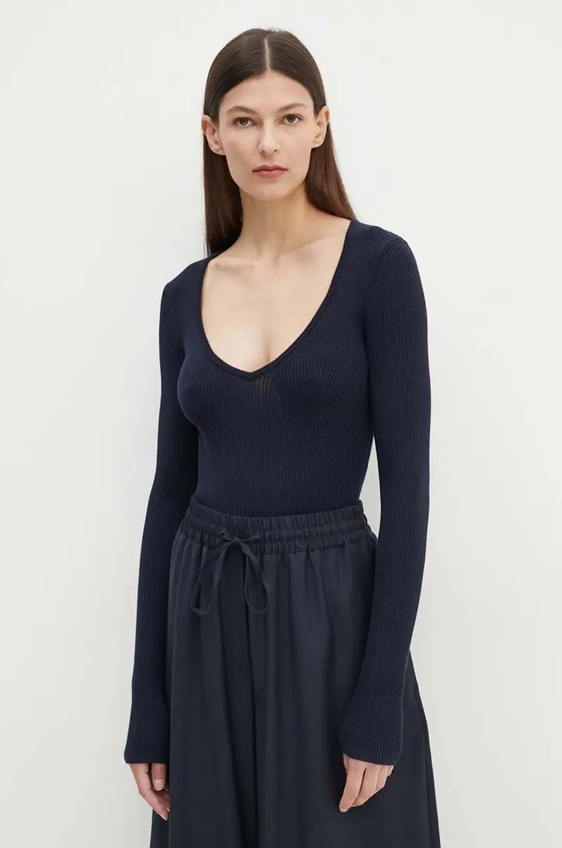 maglione con aggiunta di seta Nova colore blu navy 5266106