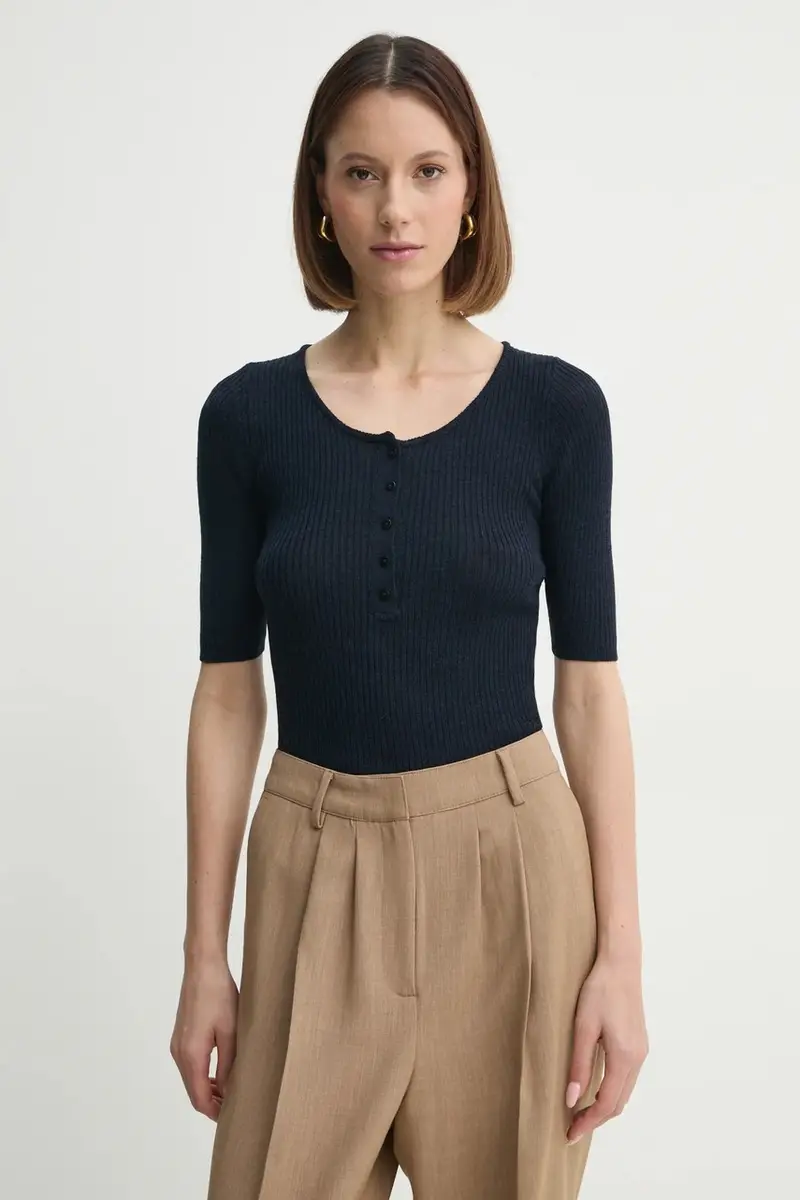 maglione in lana Agnes donna colore blu navy 5433825 miniatura 2