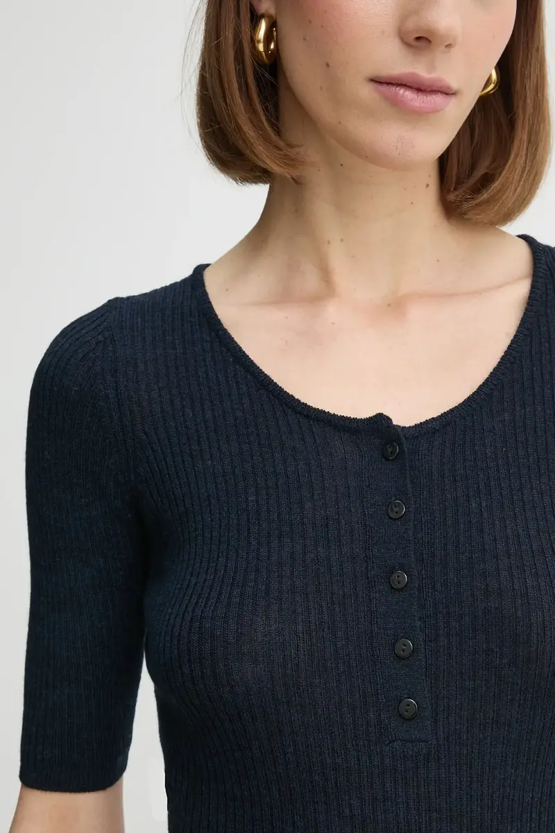 maglione in lana Agnes donna colore blu navy 5433825 miniatura 4