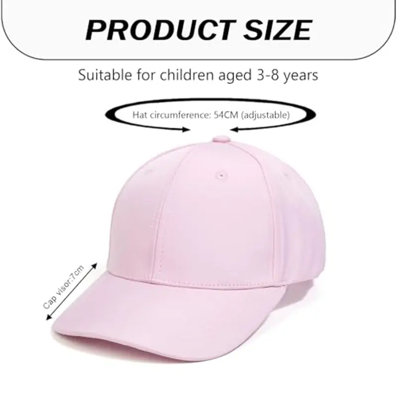 HERUAI Cappello da baseball per bambini con coda di cavallo per 3-8 anni ragazze ragazzi regolabile protezione UV miniatura 2
