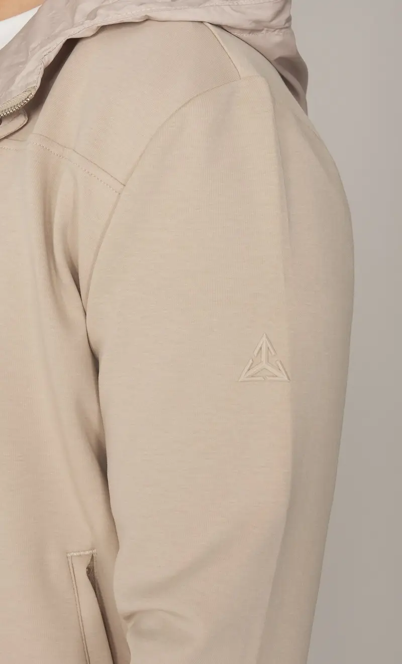 Bomber heskimo in felpa con pettorina e cappuccio, colore beige miniatura 2