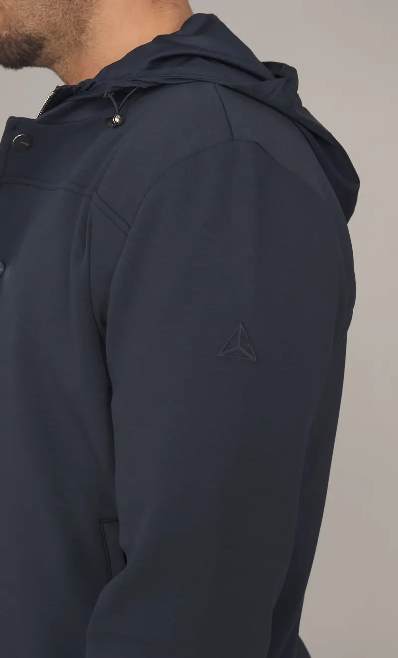 Bomber heskimo in felpa con pettorina e cappuccio, colore blu miniatura 2