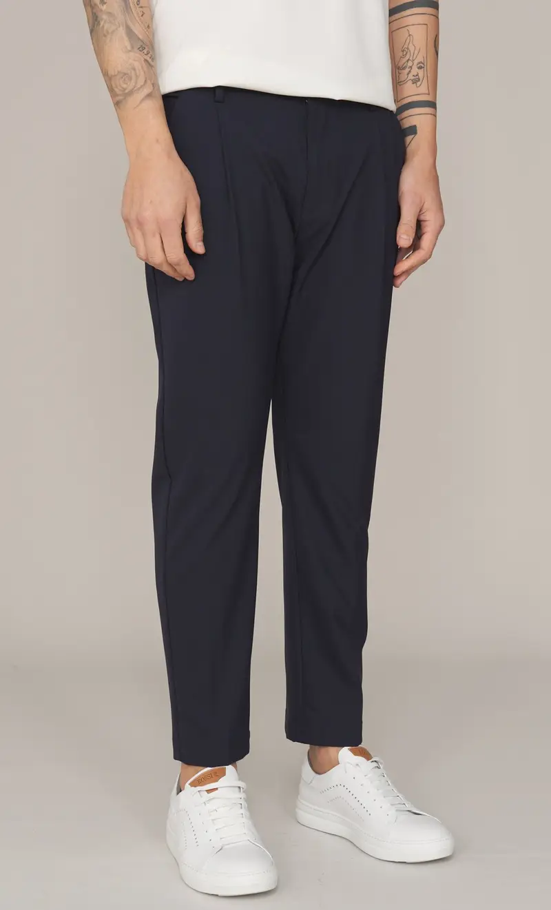 Pantalone tecnico hèskimo con pinces vita elasticizzata, colore blu miniatura 2