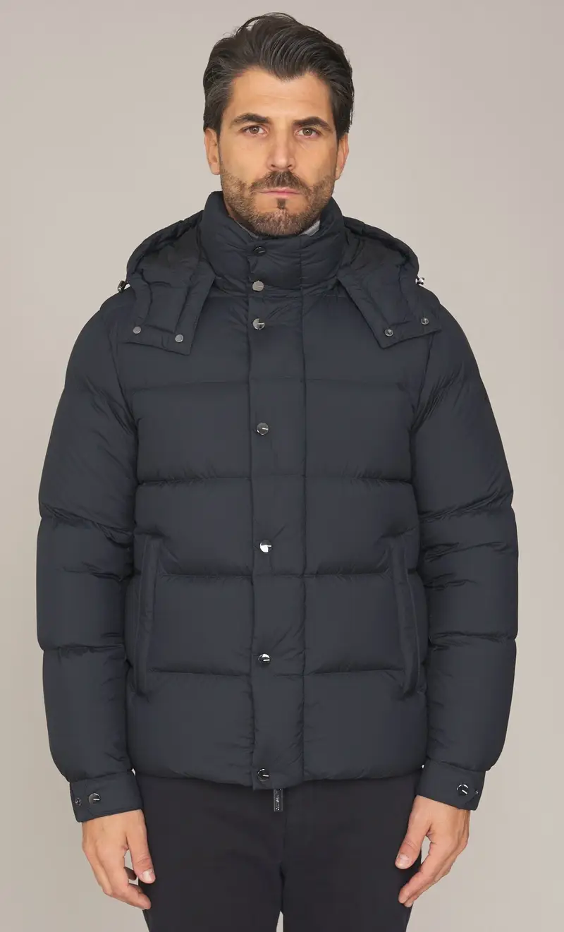 Piumino corto heskimo con cappuccio, colore blu