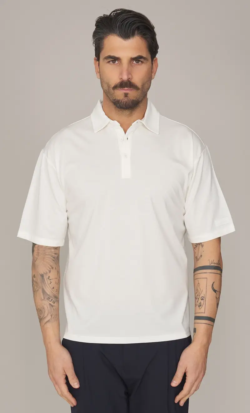 Polo heskimo no stiro, colore bianco