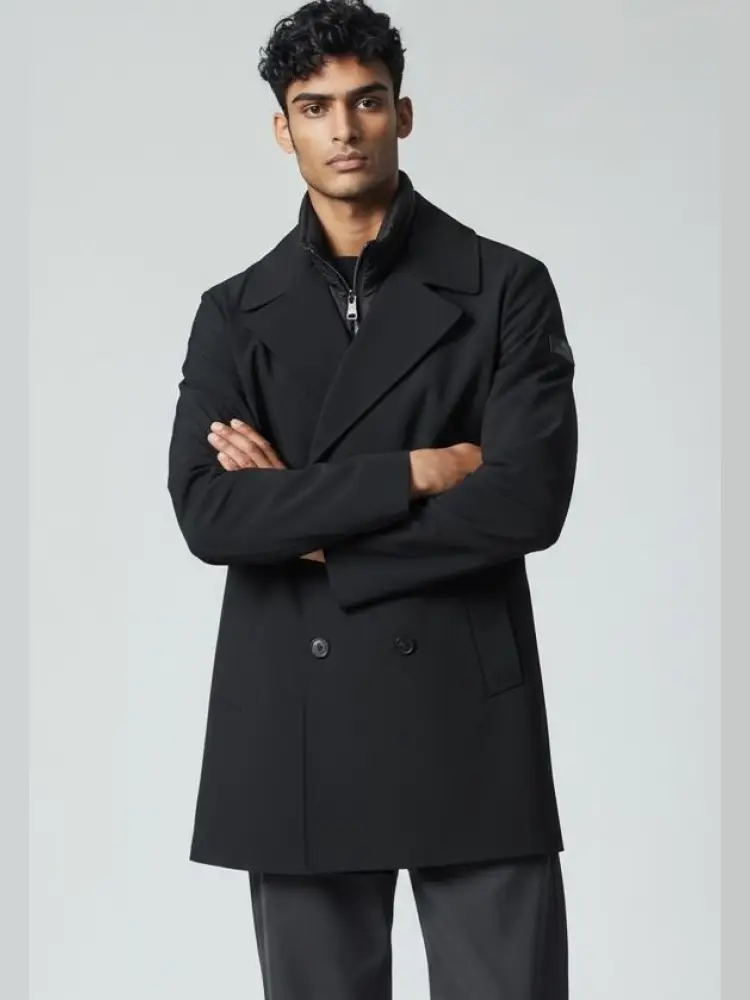 giubbotto stellan 3/4 doppiopetto nero in softschell nero con pettorina interna