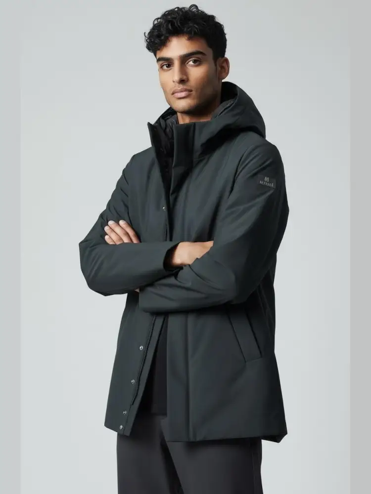 giubbotto wendel in softschell blu con cappuccio