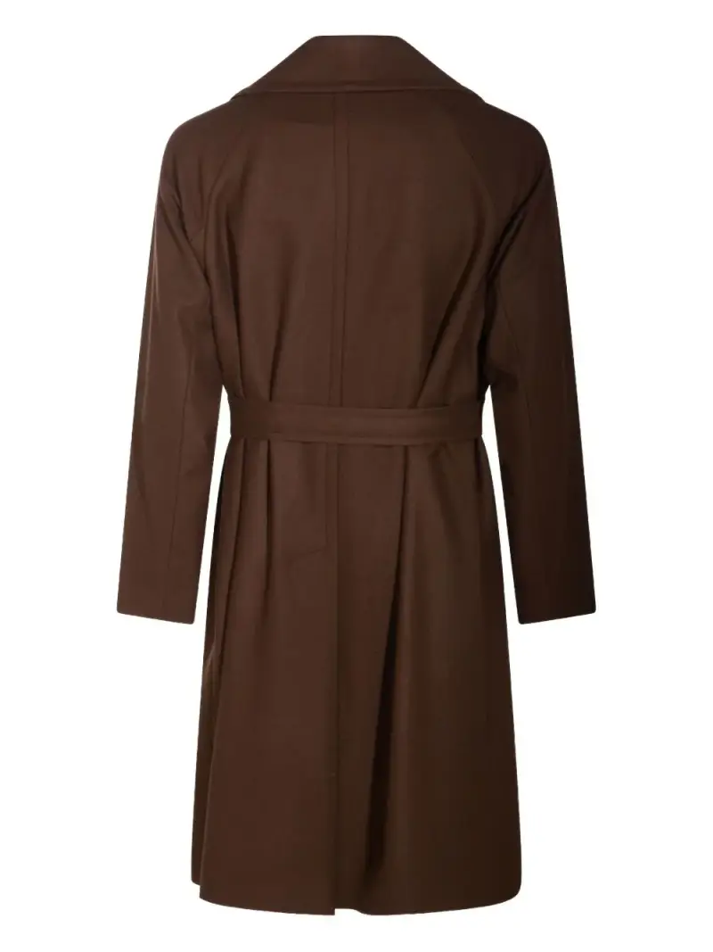 Cappotto doppio petto con cintura in vita marrone miniatura 2