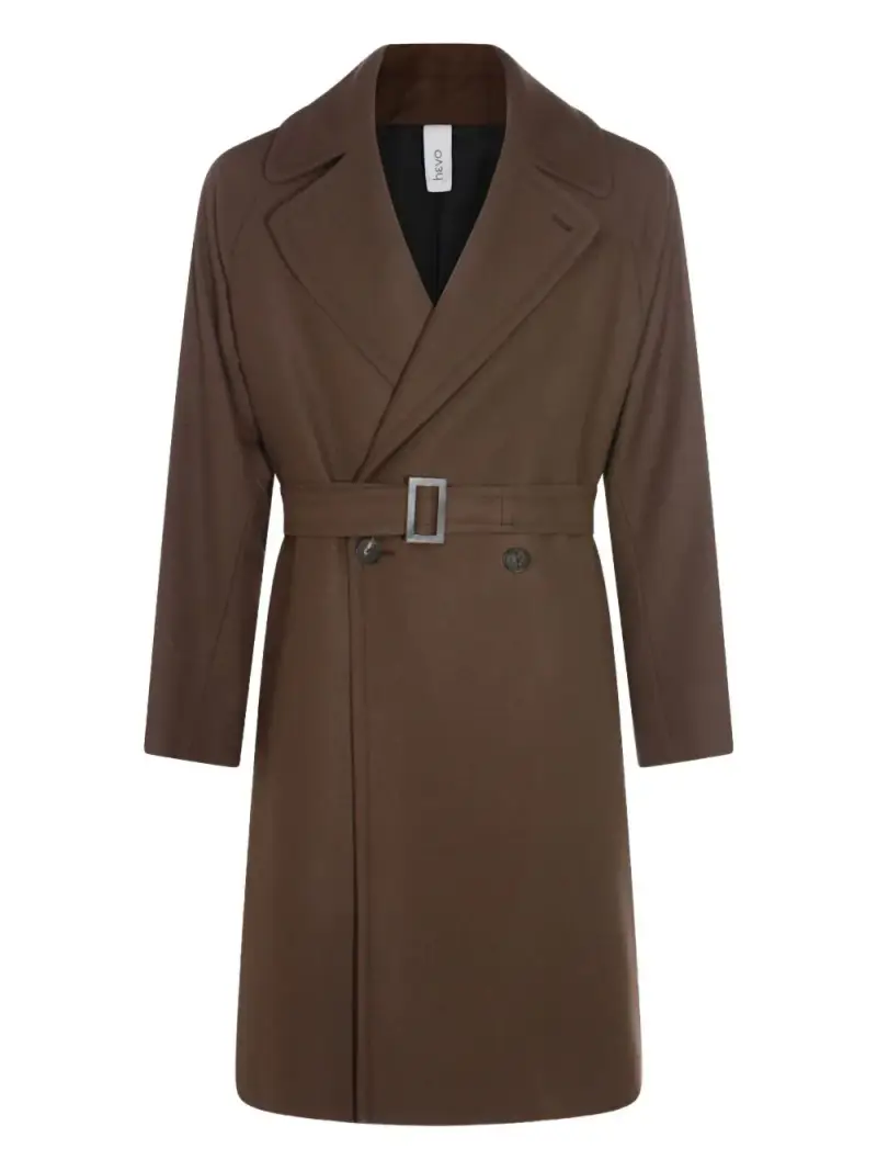 Cappotto doppio petto con cintura in vita marrone