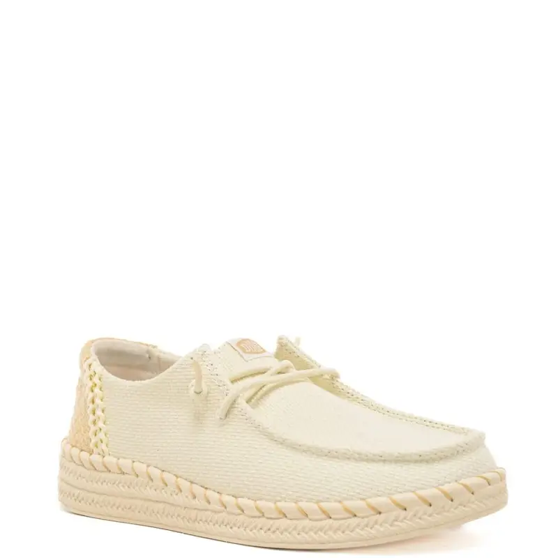 mocassini da donna wendy espadrille in tessuto intrecciato e cuciture a contrasto bianchi miniatura 2