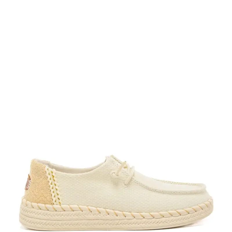 mocassini da donna wendy espadrille in tessuto intrecciato e cuciture a contrasto bianchi