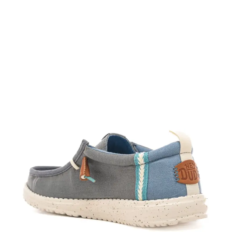 mocassini da uomo wally summer linen in tessuto grigio cielo miniatura 3