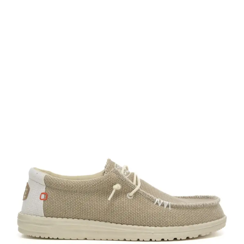 scarpe uomo wally braided slip on beige e bianche in tessuto