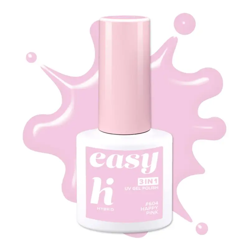 UV Gel Polish Smalto semipermanente EASY 3in1 #604 Happy Pink - Smalto gel e semipermanente #604 Happy Pink