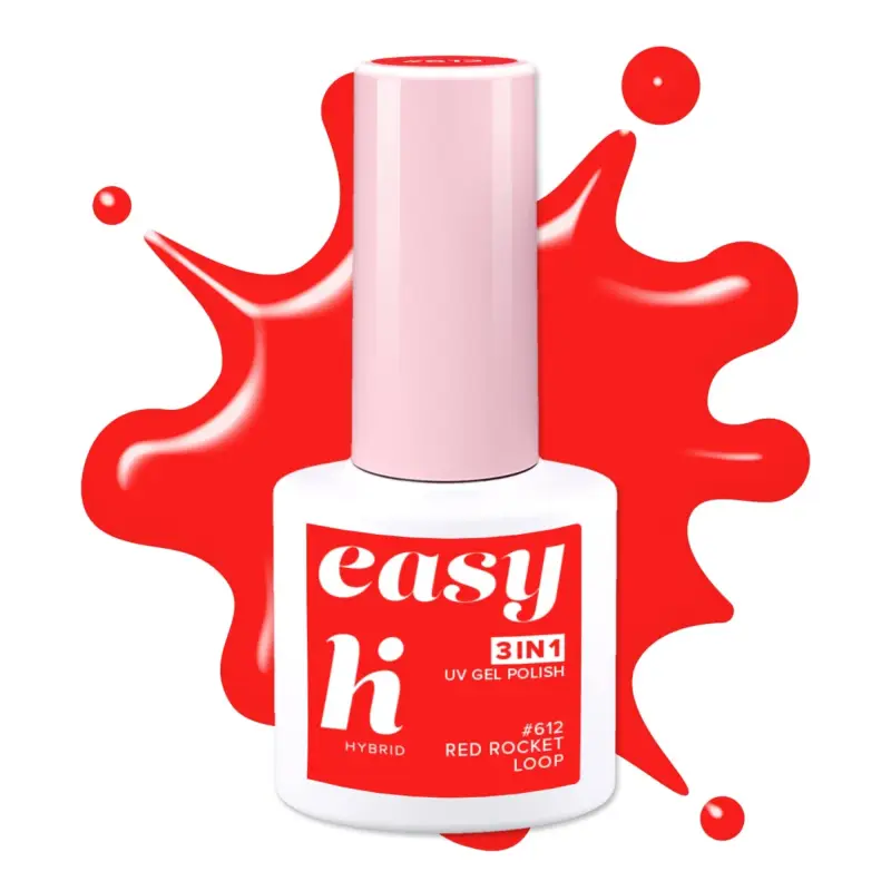 UV Gel Polish Smalto semipermanente EASY 3in1 #612 Red Rocket Loop - Smalto gel e semipermanente #612 Red Rocket Loop