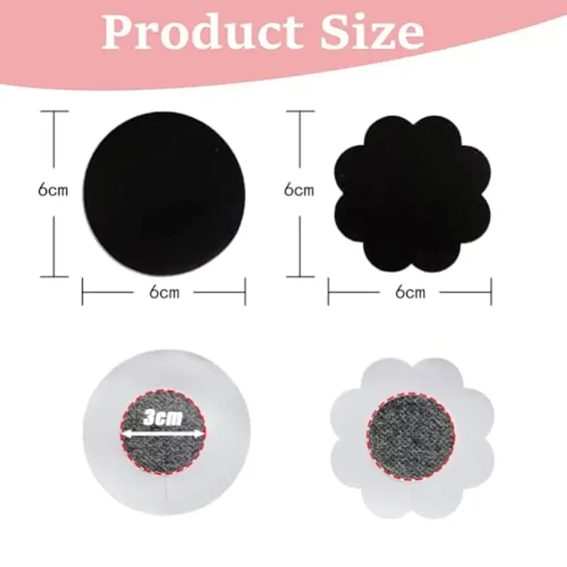 Hibmisy 80 Pezzi Copricapezzoli, Invisibili Adesivo Monouso per Capezzoli Copri Capezzoli per Donna (Nero) miniatura 2