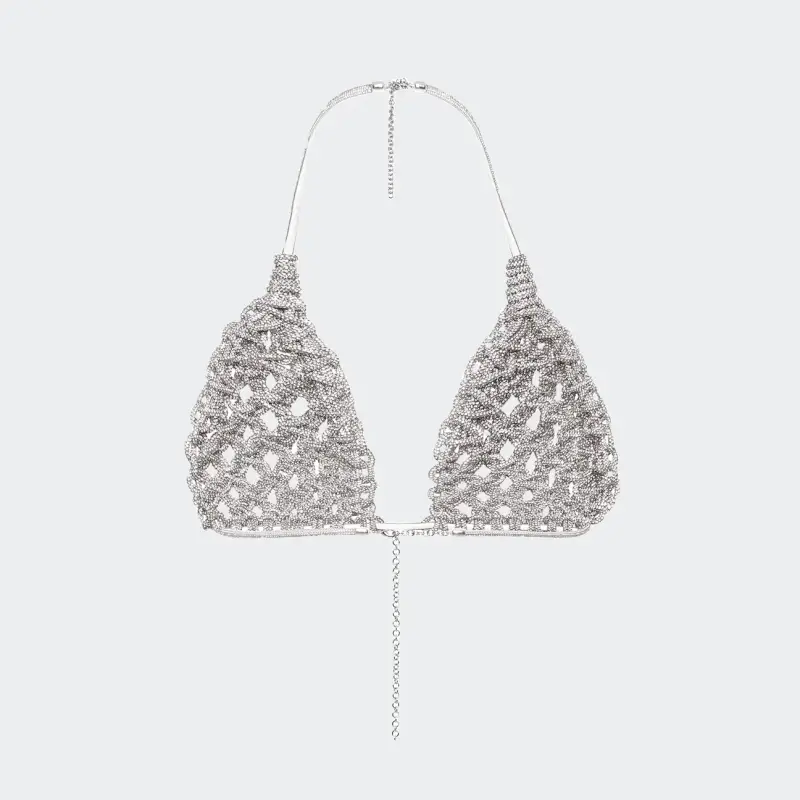 Reggiseno diamond tempestato di cristalli e intrecciato a mano