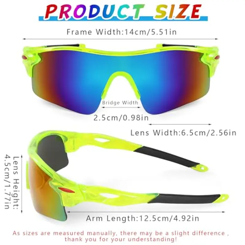 Hifot 2 Pezzi Occhiali da Sole Bambino Bambina Occhiali Ciclismo Running Sportivi Protezione UV400 Occhiali Veloci per 6 a 14 Anni miniatura 2