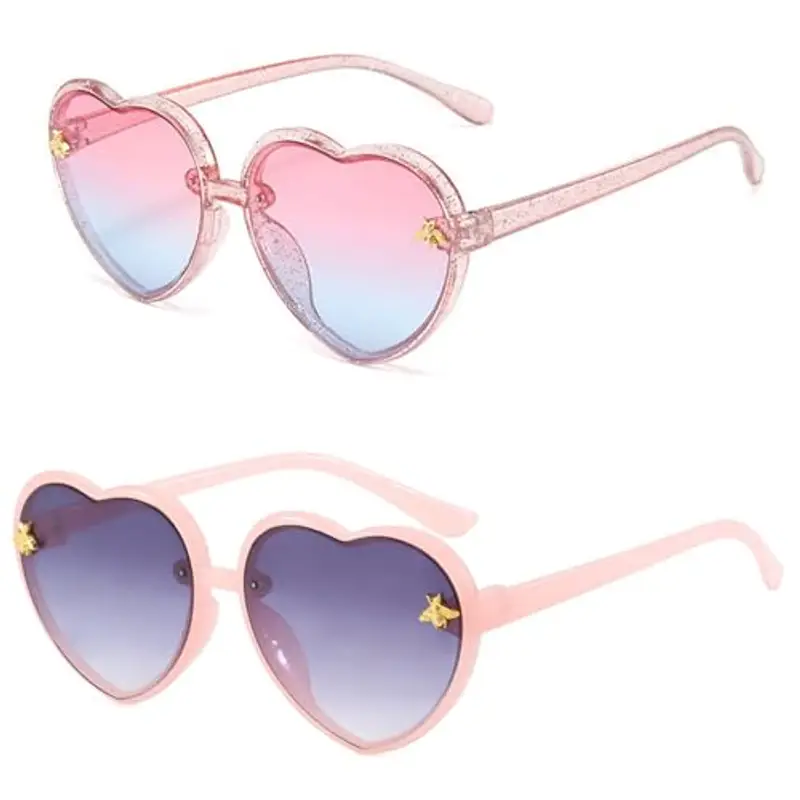 Hifot 2 Pezzi Occhiali da Sole per Bambina Ragazza,Occhiali a Cuore UV400 Raggi Ultravioletti per Occhiali da Sole