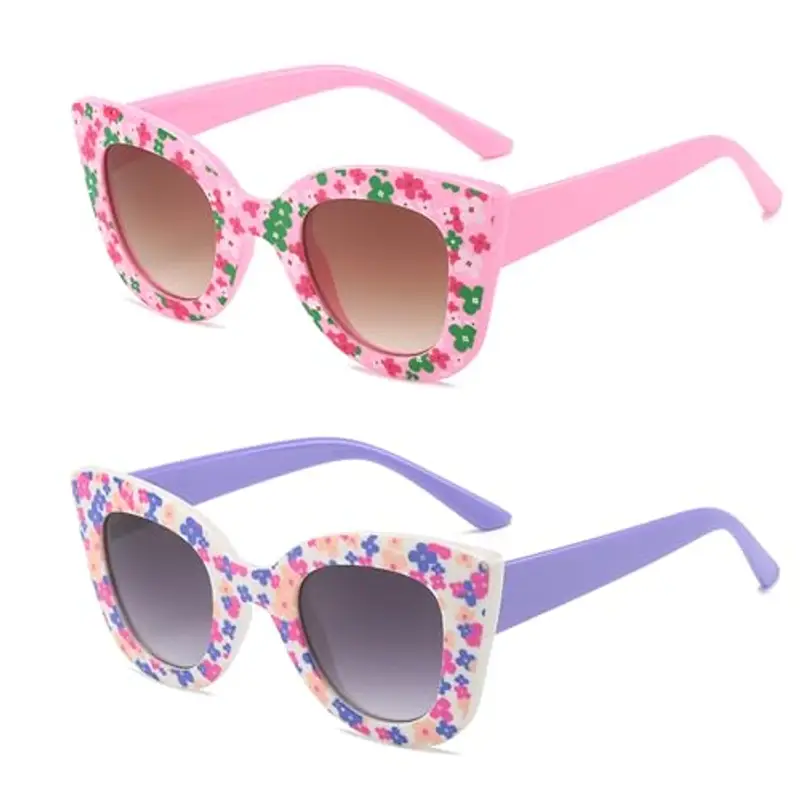 Hifot 2 Pezzi Occhiali da Sole per Ragazza,Occhiali da Fiore UV400 Ultravioletti per Occhiali da sole Divertenti