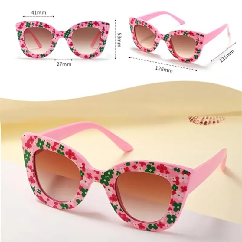 Hifot 2 Pezzi Occhiali da Sole per Ragazza, Occhiali da Fiore UV400 Ultravioletti per Occhiali da sole Divertenti miniatura 3