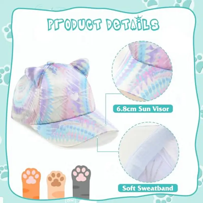 Hifot Cappello da Baseball per Bambina, Occhiali da Sole Protezione UV Regolabile Cappellino con Visiera Berretto Laser a Forma di Gatto Bambino Estivo miniatura 3