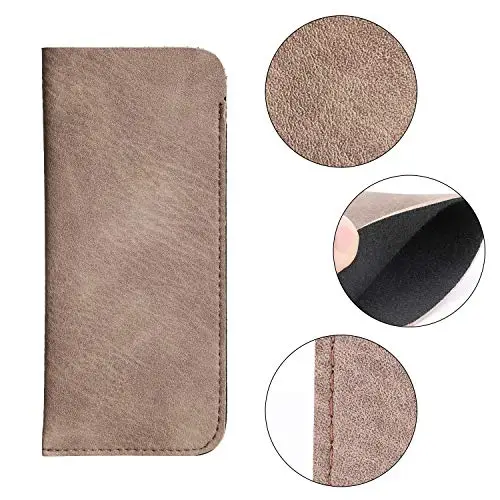 Hifot Custodia Occhiali Pelle 3 Pezzi, Morbida Custodia Occhiali Lettura, Borsa Astuccio Occhiali for Donna Uomo miniatura 3