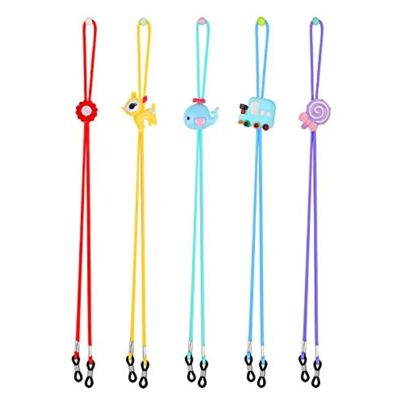Hifot Laccio Occhiali Bambini 5 Pezzi, Regolabile Cinturino Catena Occhiali Sole, Perline Catenine cordini Occhiali Lettura per Sport