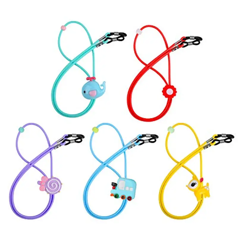 Hifot Laccio Occhiali Bambini 5 Pezzi, Regolabile Cinturino Catena Occhiali Sole, Perline Catenine cordini Occhiali Lettura per Sport miniatura 2
