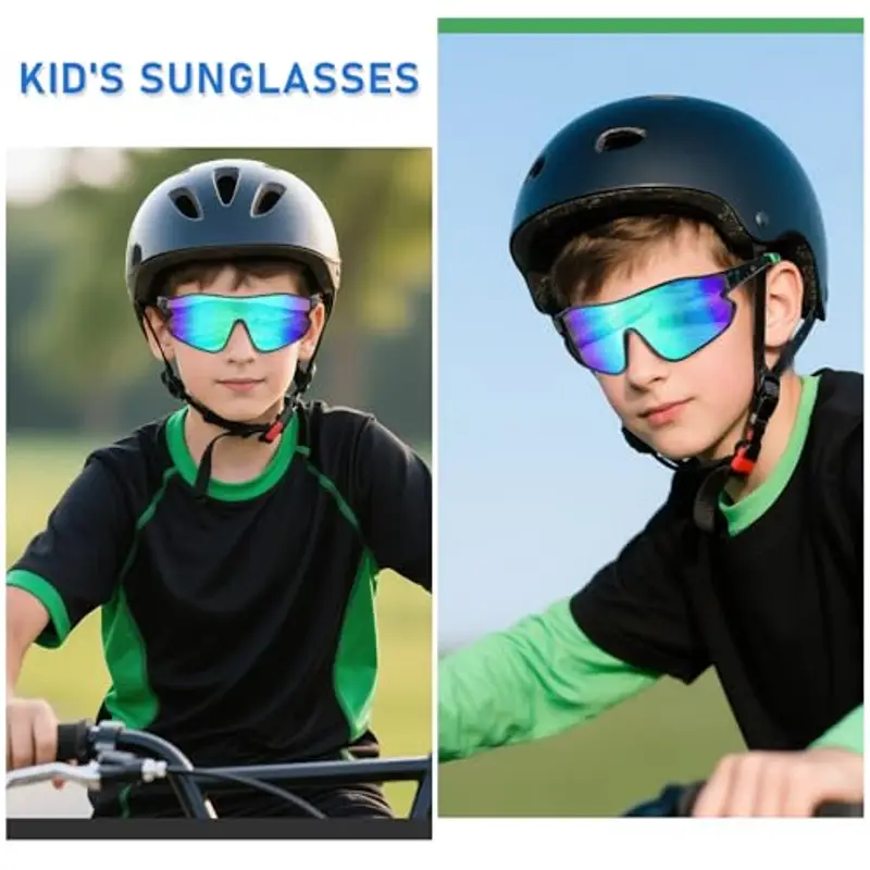 Hifot Occhiali da Sole Bambino Bambina, Occhiali Ciclismo Running Tennis Sportivi Protezione UV400 Occhiali Veloci per Ragazzo Ragazza 6 a 14 Anni miniatura 2