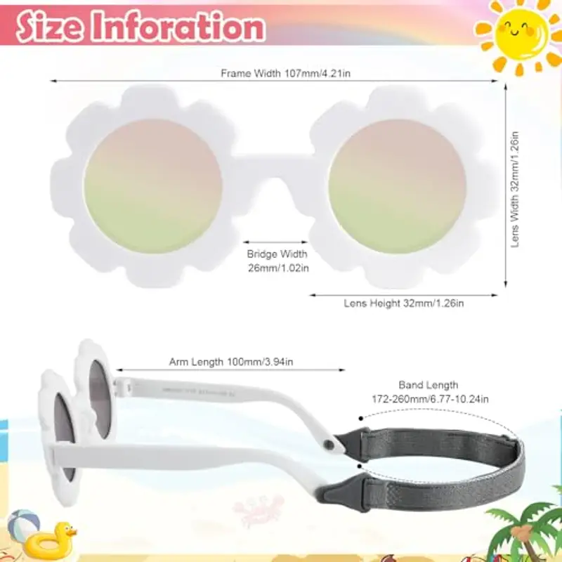 Hifot Occhiali da sole Polarizzati Baby, Occhiali da Sole Con Regolabili cinghia UV400 protezione UV Ponte nasale in Silicone Morbido per neonati da 0 mesi a 2 anni miniatura 3