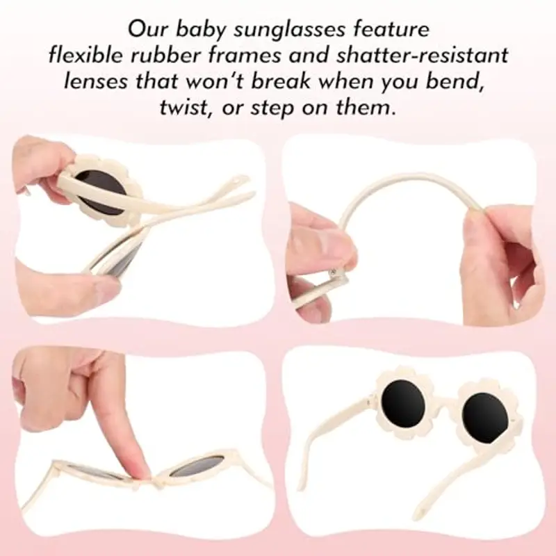 Hifot Occhiali da sole Polarizzati Baby, Occhiali da Sole Con Regolabili cinghia UV400 protezione UV Ponte nasale in Silicone Morbido per neonati da 0 mesi a 2 anni miniatura 2