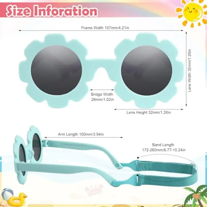Hifot Occhiali da sole Polarizzati Baby, Occhiali da Sole Con Regolabili cinghia UV400 protezione UV Ponte nasale in Silicone Morbido per neonati da 0 mesi a 2 anni miniatura 3