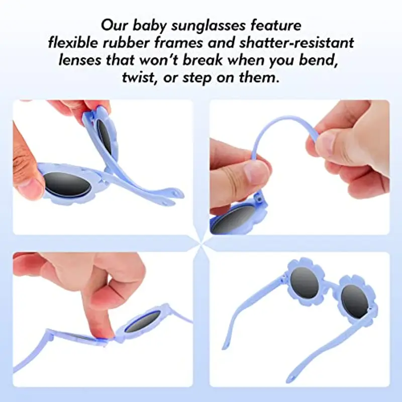 Hifot Occhiali da sole Polarizzati Baby, Occhiali da Sole Con Regolabili cinghia UV400 protezione UV Ponte nasale in Silicone Morbido per neonati da 0 mesi a 2 anni miniatura 2