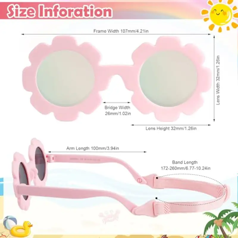 Hifot Occhiali da sole Polarizzati Baby, Occhiali da Sole Con Regolabili cinghia UV400 protezione UV Ponte nasale in Silicone Morbido per neonati da 0 mesi a 2 anni miniatura 3