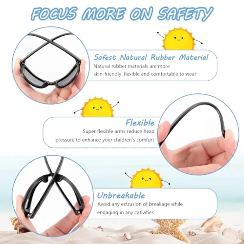 Hifot Occhiali da Sole Polarizzati per Bebè Bambino e bambina Flessibile in Gomma Protezione 100% UV400-0 mesi a 24 miniatura 3