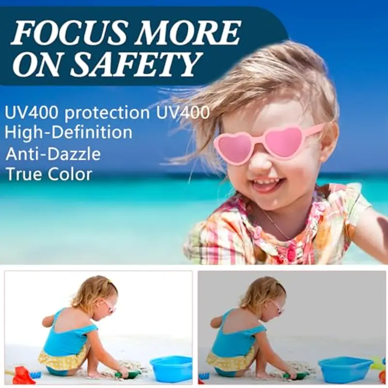 Hifot Polarizzati Occhiali da Sole Bambino Ragazza Ragazzo Anti UV400 Bambino Occhiali da Sole Montatura in Gomma Flessibile Occhiali Unisex per 0-3 Anni Bambino, Bianco&rosa, 0-3 ans miniatura 3