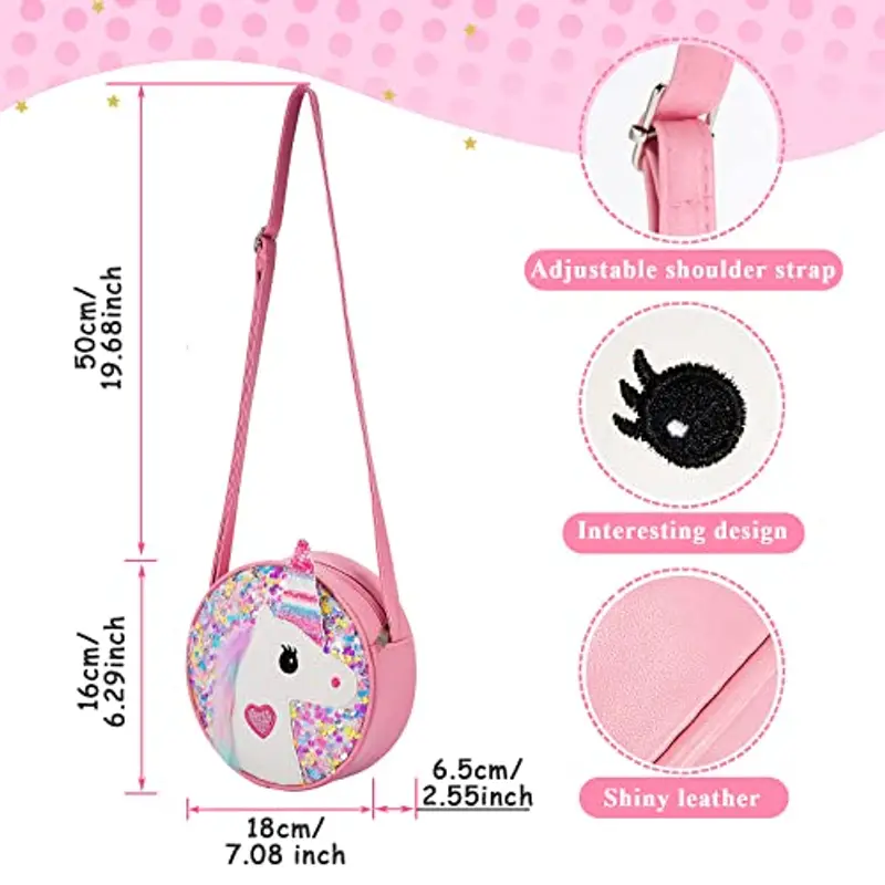 Hifot Unicorno Borsa Bambina Set Gioielli, Unicorno Borsetta Collana Bracciale Mollette per Capelli Accessori per Capelli per Ragazza, Principessa Vestire Gioielli Forniture per Feste miniatura 2