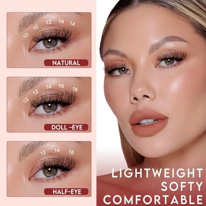 Higu Clace Ciglia Autoadesive, Ciuffetti Ciglia Finte Mix 10-16 Mm, Ciglie Finte Naturali, Ciglissime Press E Go Kit Senza Colla Adatto Ai Principianti(Natural) miniatura 3
