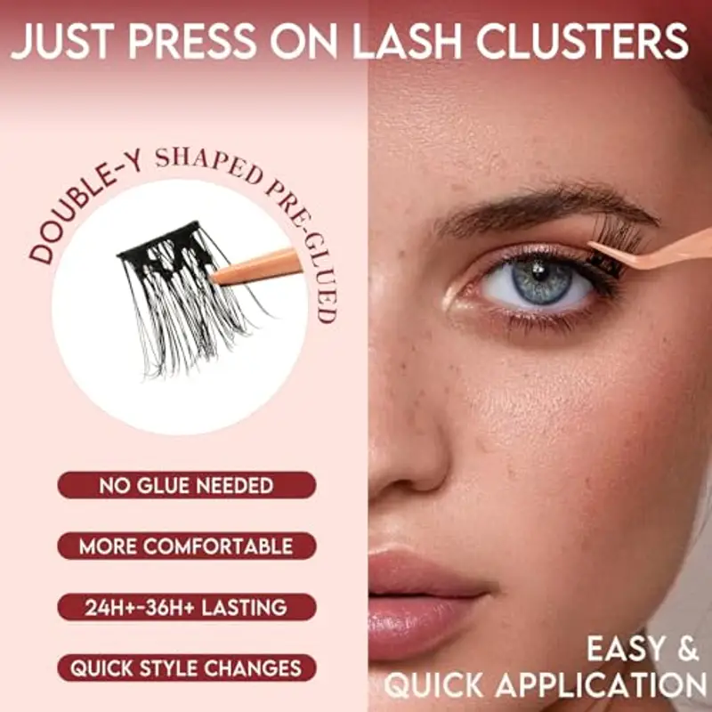 Higu clace Ciglia autoadesive, ciuffetti ciglia finte Mix 10-16MM, ciglie finte naturali, ciglissime press e go kit senza colla Adatto ai principianti(Natural) miniatura 2