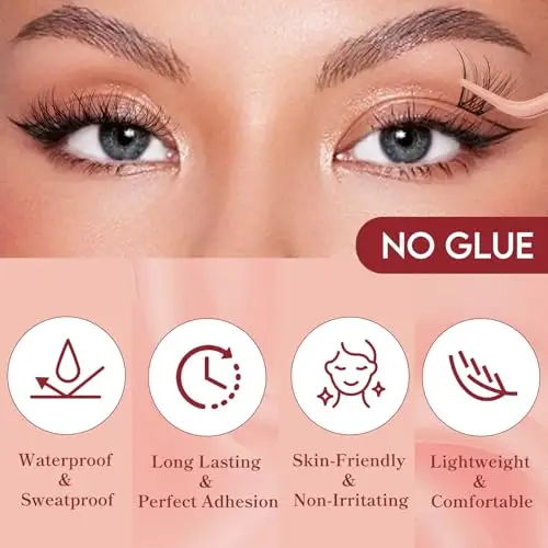 Higu clace Ciglia autoadesive, set di 120 ciglia preincollate, mix 10-16 mm, pinzette per ciglia, senza colla e miniatura 3