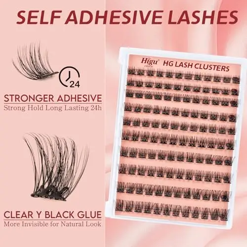 Higu clace Ciglia autoadesive, set di 120 ciglia preincollate, mix 10-16 mm, pinzette per ciglia, senza colla e miniatura 2