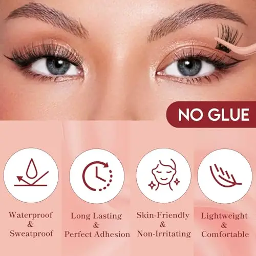 Higu clace Ciglia autoadesive, set di 120 ciglia preincollate, mix 10-16 mm, pinzette per ciglia, senza colla e miniatura 3