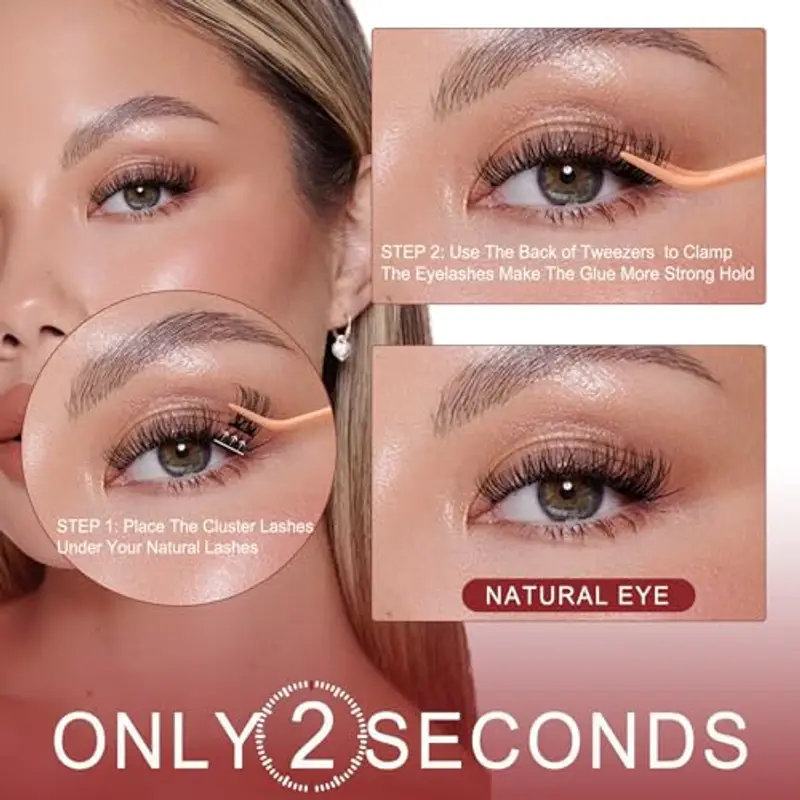 Higu clace Ciglia autoadesive, set di 40 ciglia preincollate, mix 10-16 mm, pinzette per ciglia, senza colla e rimozione, per fai da te (natura 10 – 16 mm) miniatura 3