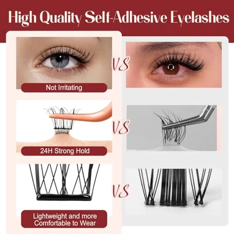 Higu Clace Ciglia Finte Ciuffetti Autoadesive Mix 10-12 mm, 60 Pcs Press E Go Ciglia Finte Senza Colla D Curl, Ciglia Autoadesive Lunga Durata, Adatto Ai Principianti(Bird) miniatura 3