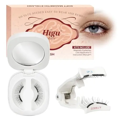 Higu clace Ciglia magnetiche, ciglia magnetiche con applicatore, look naturale magnetico, non necessita di colla